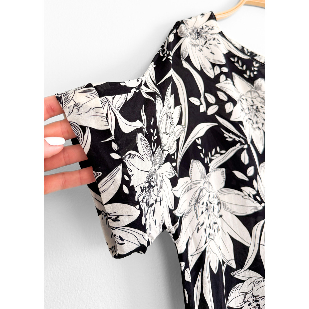 Max Mara Studio Black White Silk Large Floral Shift Dress - Picture 6 of 11